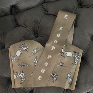 Singulier Graphic Strapless Top with Unique Design USED